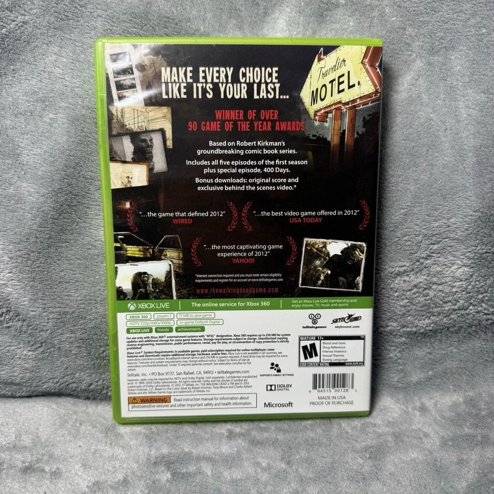 Xbox 360 THE WALKING DEAD COMPLETE FIRST Season GAME Of YEAR EDITION with Manual